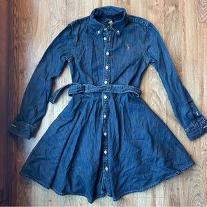 Polo Ralph Lauren Cotton Denim Shirt Dress Size 10 Girls